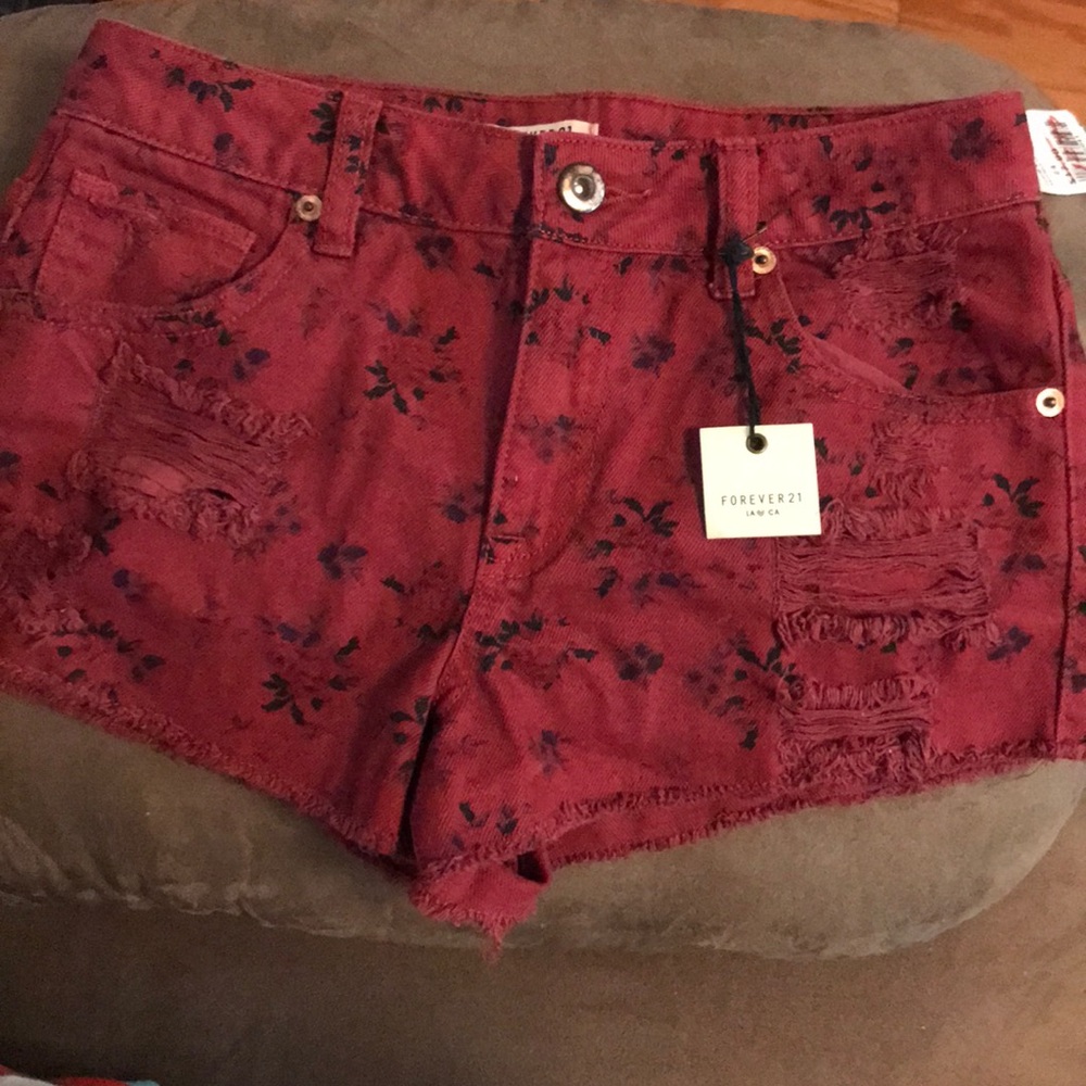Denim printed shorts